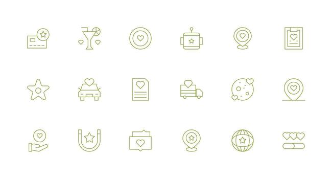 Preferred Visual Pack containing 18 Minimal Line Icons Complete Icon Bundle for Web Design vector