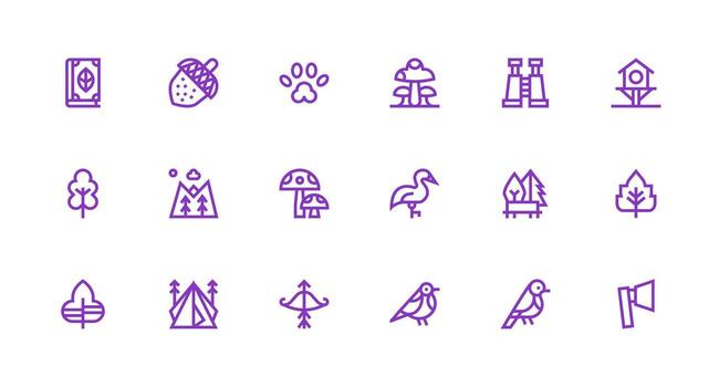 18 Icons for Forest in Strong Stroke Line Format Clean Icon Collection for Web Use vector
