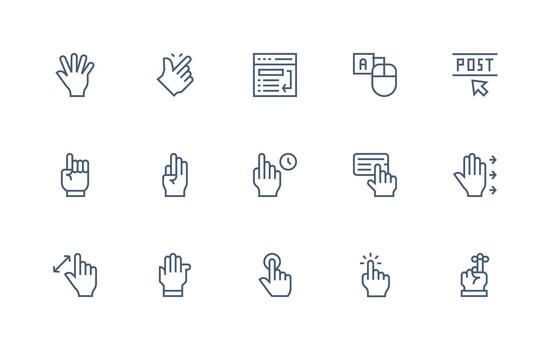 Cursor including 15 Regular Line Illustrations Icon Collection Set vector