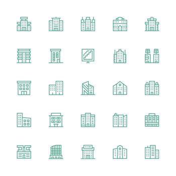 Medium Stroke Outline Icons from Office Building Set with 25 Vectors High-Resolution Icons for Any Platform