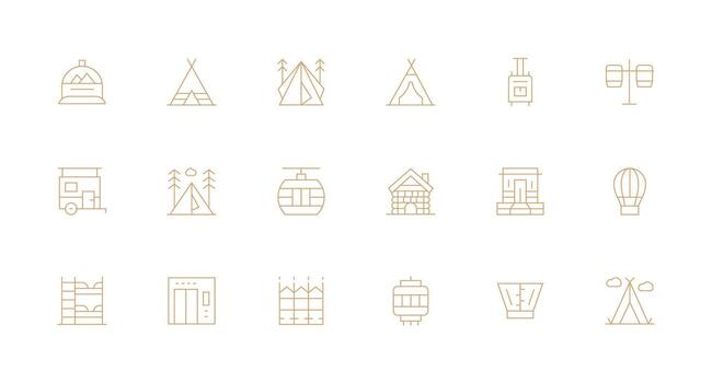 Cabin Design Icons featuring 18 in Minimal Line Style UI and UX Focused Icon Collection vector