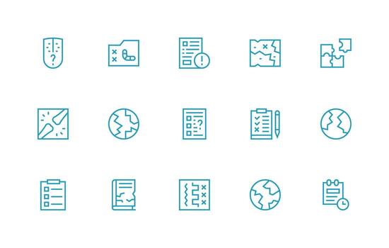 Incomplete Icon Set with 15 Regular Line Graphics UI Icon Set vector
