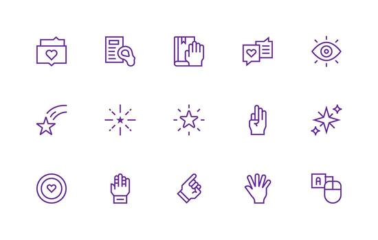 15 Highlight Icons in Regular Line Aesthetic Design Ready Icon Set for Teams vector