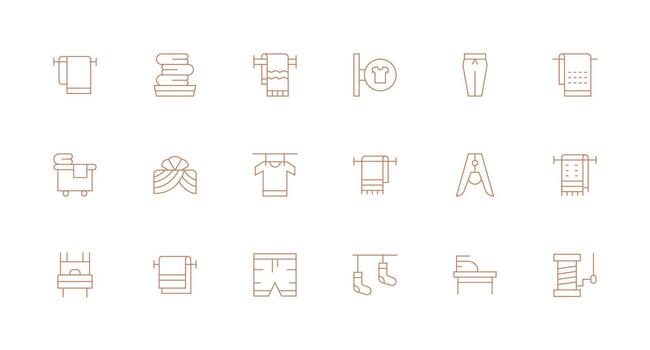 Linen Icon Collection with 18 Minimal Line Designs Neatly Designed Icons for Web Platforms vector