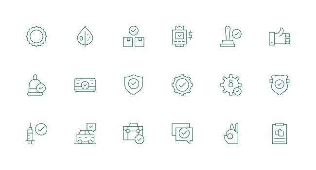 18 Minimal Line Style Icons from Ok Collection Flexible Icon System for Web Interfaces vector