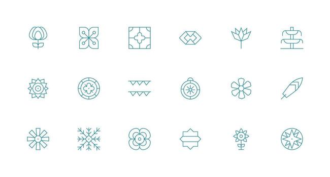 18 Decorative Element Icons in Minimal Line Aesthetic High-Resolution Icons for Any Platform vector