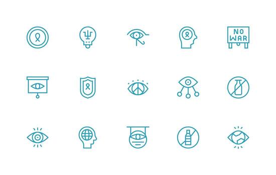 Awareness Icon Collection with 15 Regular Line Designs Icon Set for Projects vector