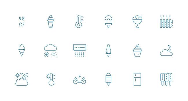 18 Minimal Line Style Icons from Cool Collection Complete Icon Set for Mobile Apps vector