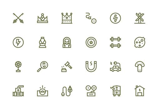 Power Set with 24 Thick Line Line Icons Flexible Icon System for Web Interfaces vector