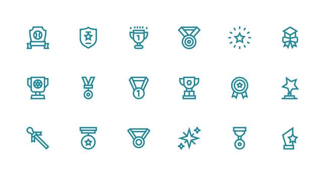 18 Strong Stroke Line Designs for Trophy Icons Quick Access Icons for UI Development vector