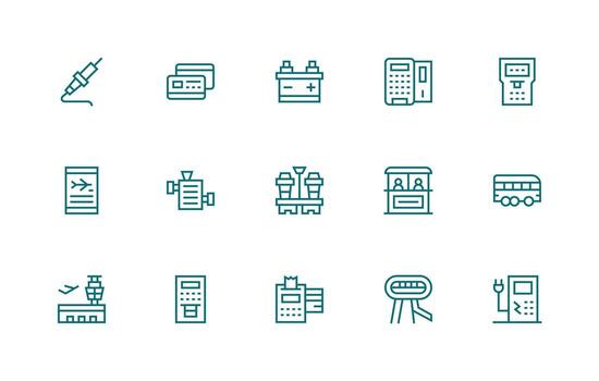 15 íconos para terminal en regular línea formato organizado icono paquete para rápido acceso vector