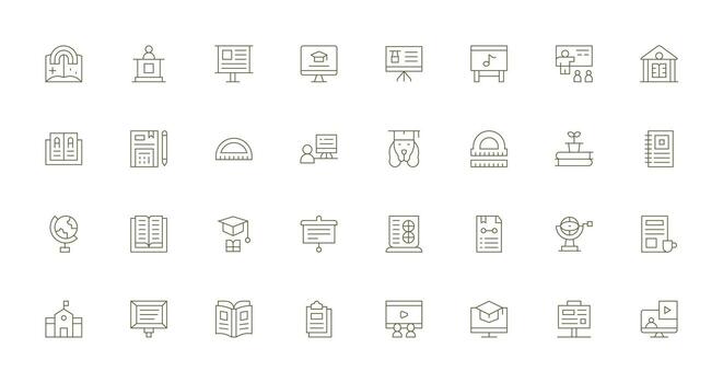 Learning featuring 32 Icons in Thin Line Design Line Icon Collection vector