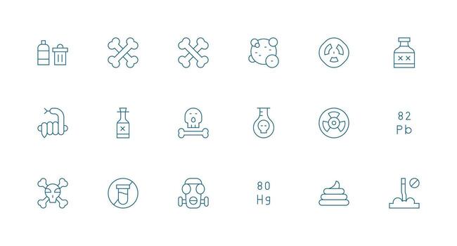 Toxic Set with 18 Minimal Line Icons Balanced Icon Set for Functional Design vector