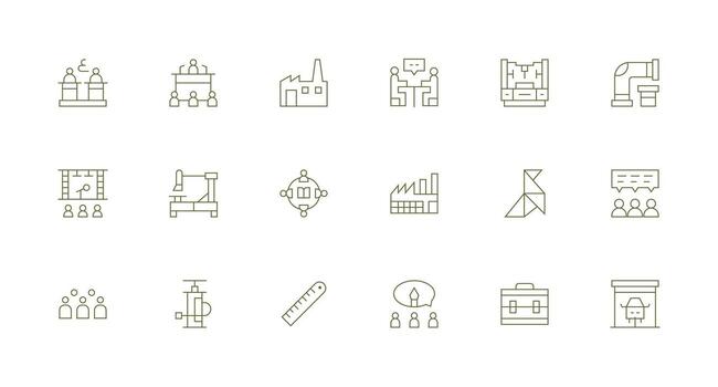 Workshop Set with 18 Minimal Line Icons Icon Set for Web vector