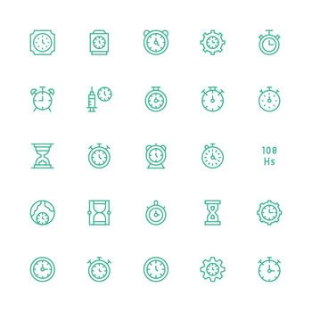 Medium Stroke Outline Icons from Timing Set with 25 Vectors Professional Icon Pack for Development Work