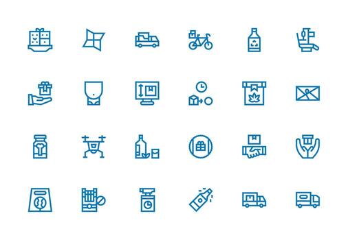Package Set with 24 Thick Line Line Icons UI Icon Set vector
