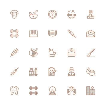 25 Icons for Health in Medium Stroke Outline Format Display Icon Pack vector