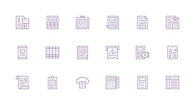 18 mínimo línea íconos para hoja de cálculo gráficos icono conjunto para aplicaciones vector