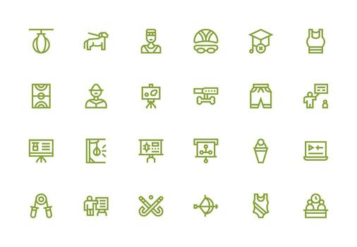 Training featuring 24 Icons in Thick Line Line Design Icon Set for Apps vector