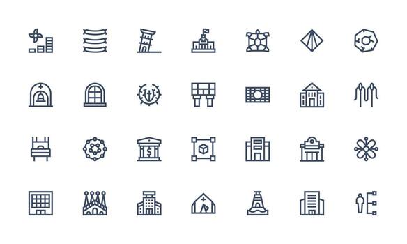 Structure Design Icons featuring 28 in Bold Line Style Interface Icons for Daily Use vector