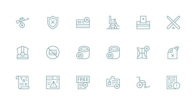 18 Icons for Invalid in Minimal Line Format Lightweight Icon Series for Fast Prototypes vector