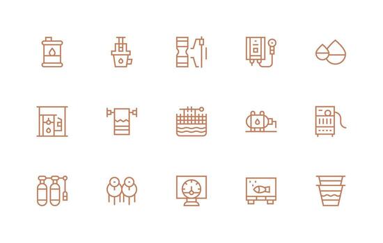 Tank Icon Set with 15 Regular Line Graphics Neatly Designed Icons for Web Platforms vector