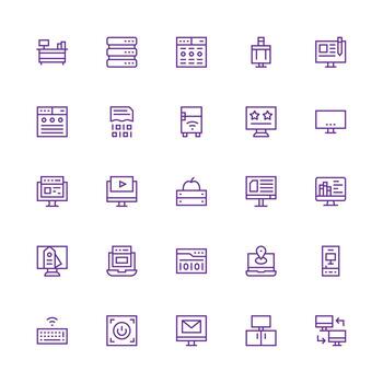 25 Medium Stroke Outline Style Icons from Computer Collection Icons Built for Visual Consistency Pack vector
