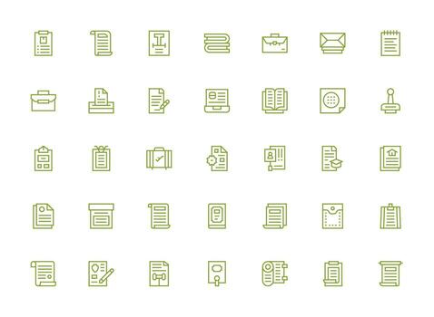 35 Regular Clean Line Icons for Paperwork Graphics High-Resolution Icons for Any Platform vector