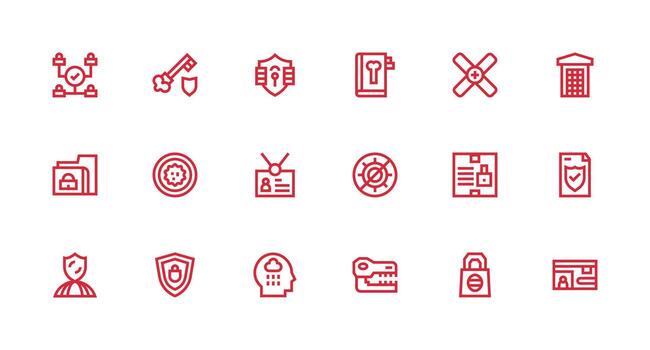 18 Strong Stroke Line Icons for Access Control Graphics Full Icon Library for UI Designers vector