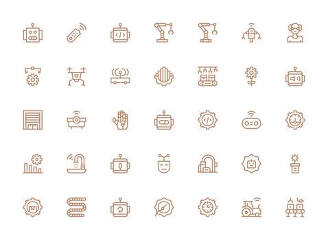 Regular Clean Line Style Automation Icons with 35 Vectors Multi-Purpose Icon Set