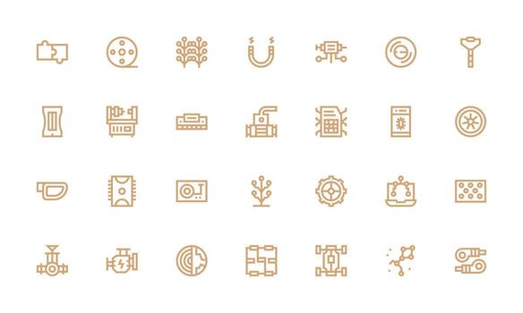 Component Icon Set with 28 Bold Line Graphics Layout Icon Collection vector