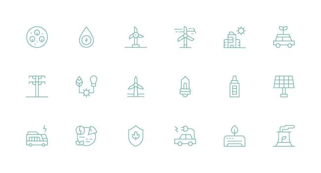 18 Minimal Line Vectors for Renewable Energy Theme Fully Editable Icon Set for Web