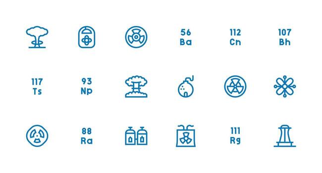 Nuclear Icon Set with 18 Strong Stroke Line Graphics Digital Product Icons for Fast Delivery vector