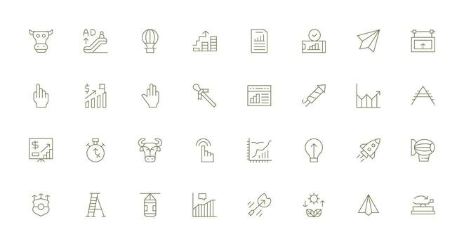 hacia arriba diseño íconos presentando 32 en Delgado línea estilo tablero icono serie vector