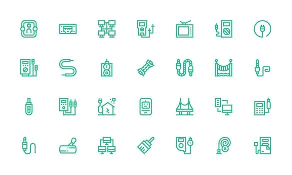 28 Bold Line Icons for Cable Graphics Well-Structured Icons for Creative Use vector