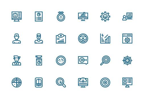 tablero visual paquete conteniendo 24 grueso línea línea íconos lleno icono biblioteca para ui diseñadores vector