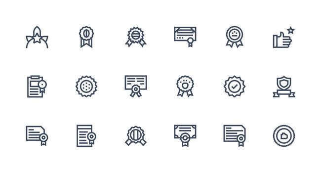 Strong Stroke Line Icons from Endorsed Set with 18 Vectors Clear and Concise Icon Set Collection
