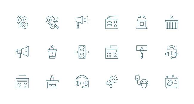 Speaker featuring 18 Icons in Minimal Line Design Line Icon Collection vector