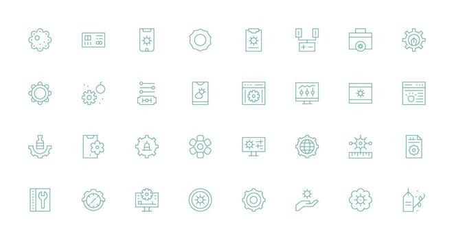 parámetros icono conjunto con 32 Delgado línea gráficos interfaz icono colección vector