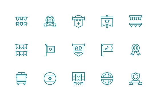 15 Regular Line Designs for Banner Icons Well-Structured Icons for Creative Use vector