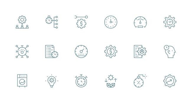 18 íconos para eficiencia en mínimo línea formato editable icono colección vector