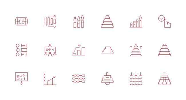 Progression Set with 18 Minimal Line Icons Digital Icon Collection vector