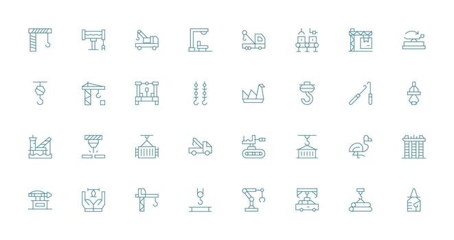 Thin Line Icons from Crane Set with 32 Vectors Multi-Purpose Icon Set