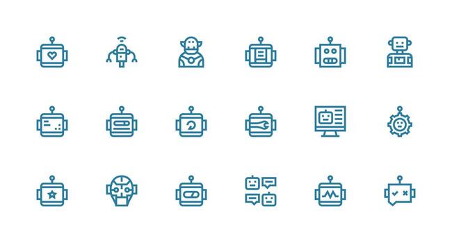 Strong Stroke Line Icons from Robot Set with 18 Vectors UI Icon Set
