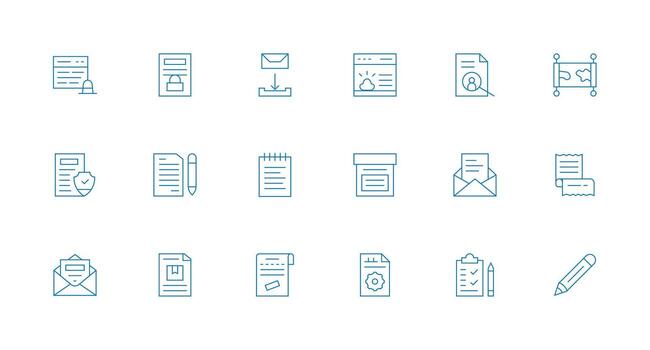 Document including 18 Minimal Line Illustrations Dashboard Icon Series vector