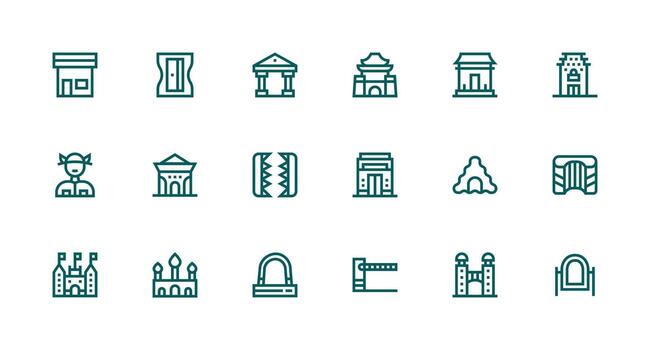 Entrance featuring 18 Icons in Strong Stroke Line Design Flexible Icon System for Web Interfaces vector