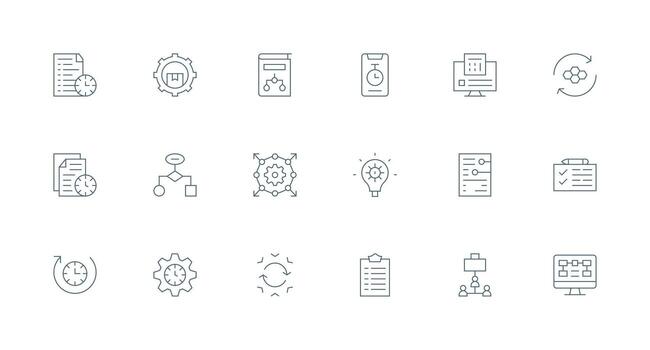 Workflow Icon Collection with 18 Minimal Line Designs Layout Icon Collection vector