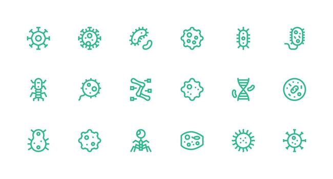 fuerte carrera línea íconos desde microbio conjunto con 18 vectores bien estructurado íconos para creativo utilizar