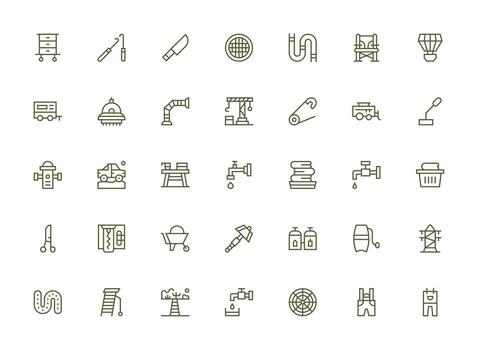 Regular Clean Line Style Utility Icons with 35 Vectors Neat Icon Set