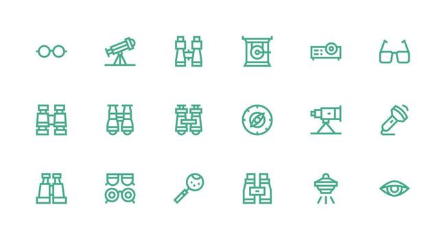 Optical featuring 18 Icons in Strong Stroke Line Design Clean Icon Set Icon Pack for UI Projects vector